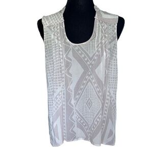 Plenty by Tracy Reese White Sleeveless Top Tank
Gray White Taupe Size S